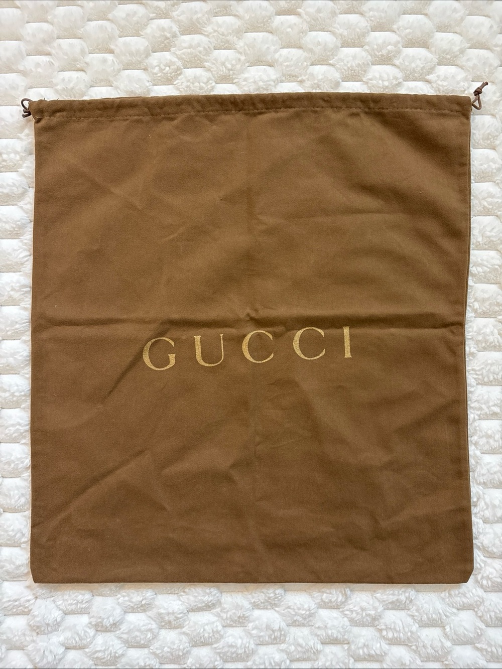 Gucci Brown Gold Logo Cotton Dust Bag Authentic Made In Italy 20” X 22”